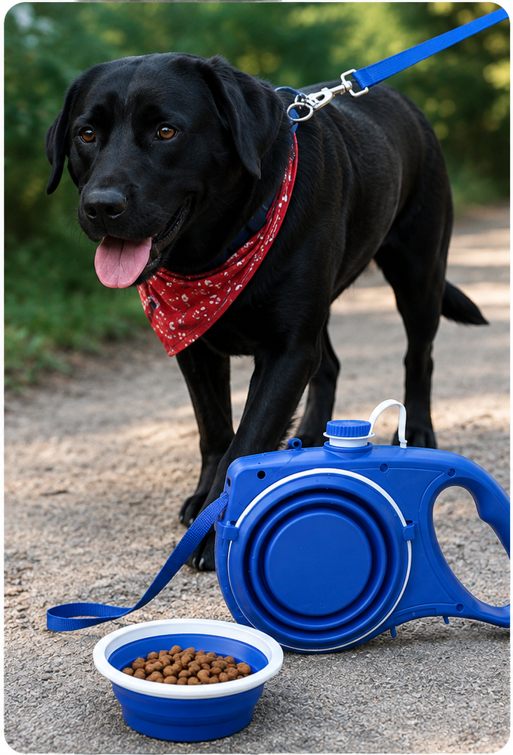 HydraPaw™ 2-in-1 Dog Leash with Built-In Water Bottle & Bowl